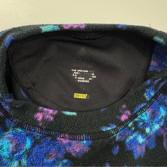 Burton Youth Girls Sz 8 Black Blue Floral Long Sleeve Fleece Base Layer Shirt - Picture 5 of 9